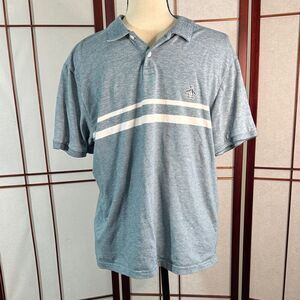 Original Penguin Men's Blue Polo with White Stripes